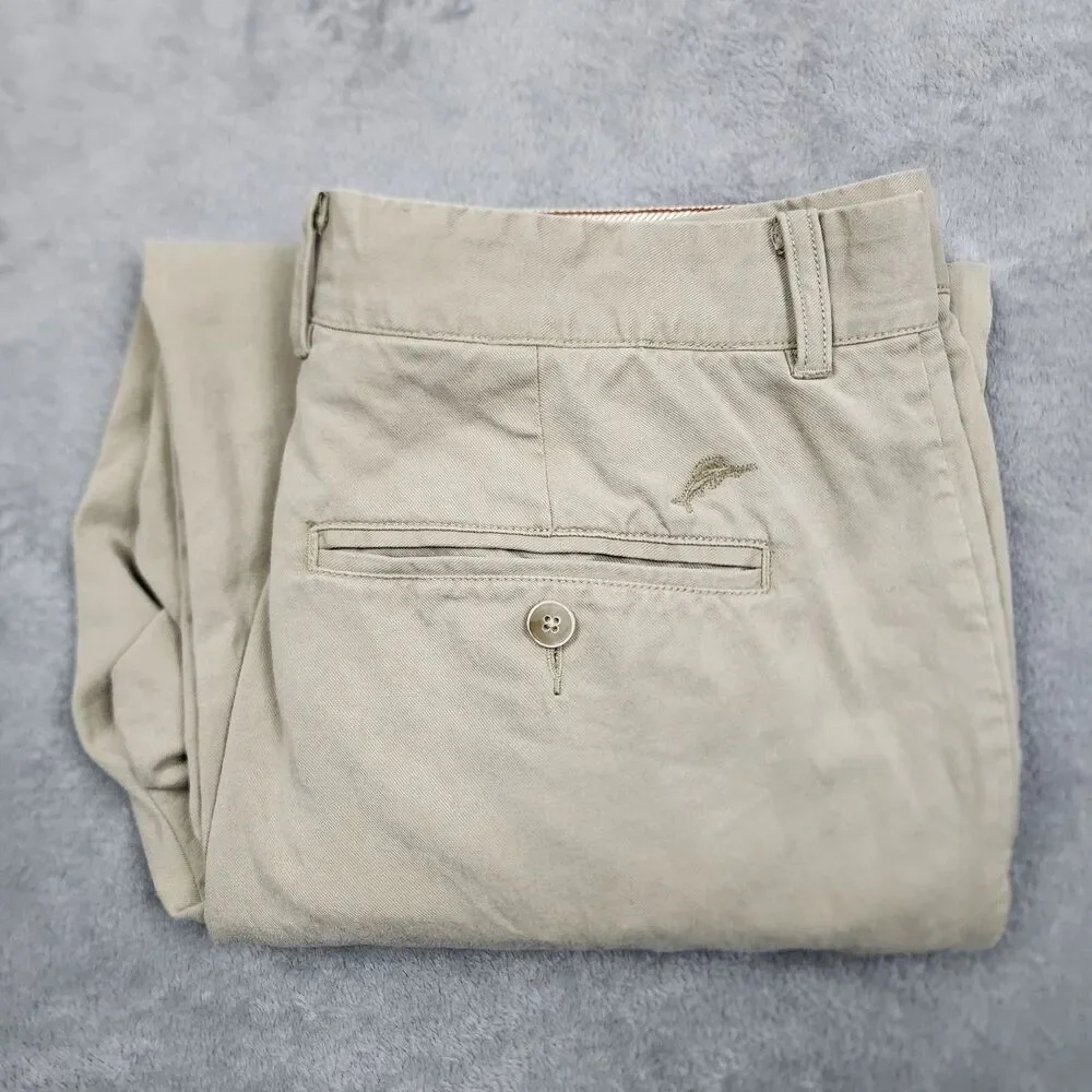 Tommy Bahama Men's Pants 34x30 Beige Straight Leg Lightweight Casual Trousers